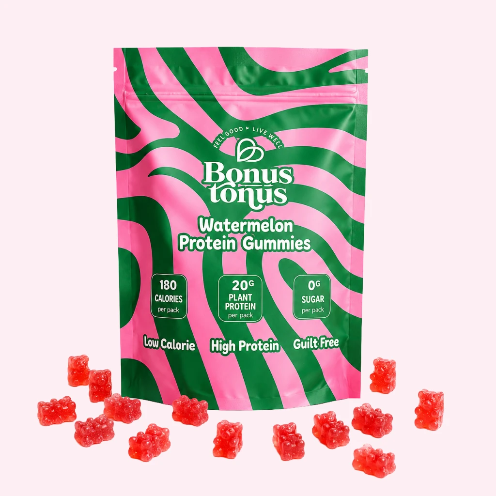 pink--Bonu Tonus guminukai 1024x1024 100 g baltymų rinkinys – Protein Gummies (5 pakeliai) - Image 1